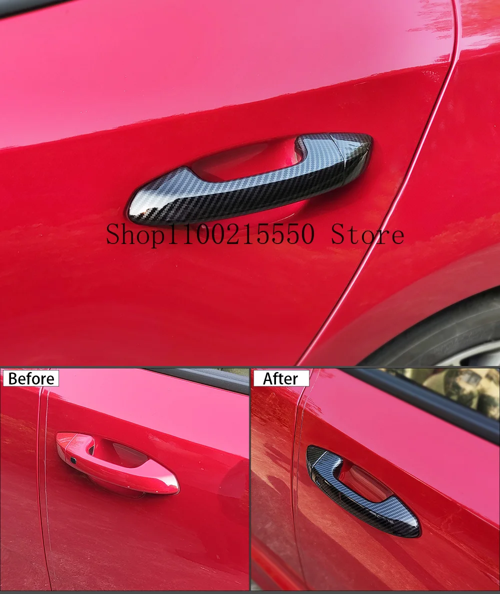 

Ярко-черная накладка на внешнюю дверную ручку из углеродного волокна для Kia Stinger 2018 2019 2020 2021 2022 2023, аксессуары