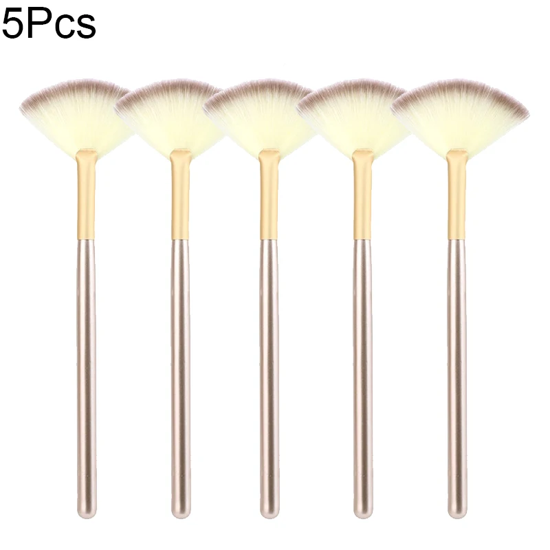 Soft Fan Shaped Highlight Makeup Brush, Portable Contour Blending Brush for Loose Powder Cosmetic, Daily Beauty Face Makeup Tool