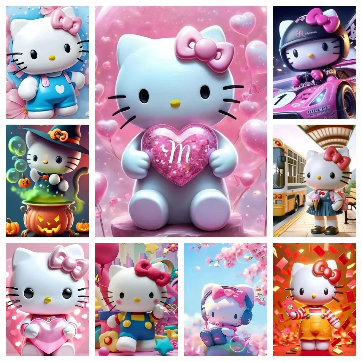 Hello Kitty Sanrio 5D DIY Diamond Painting Kit Diamond Embroidery Cross Stitch Handmade Art Gift Crafts Home Decor