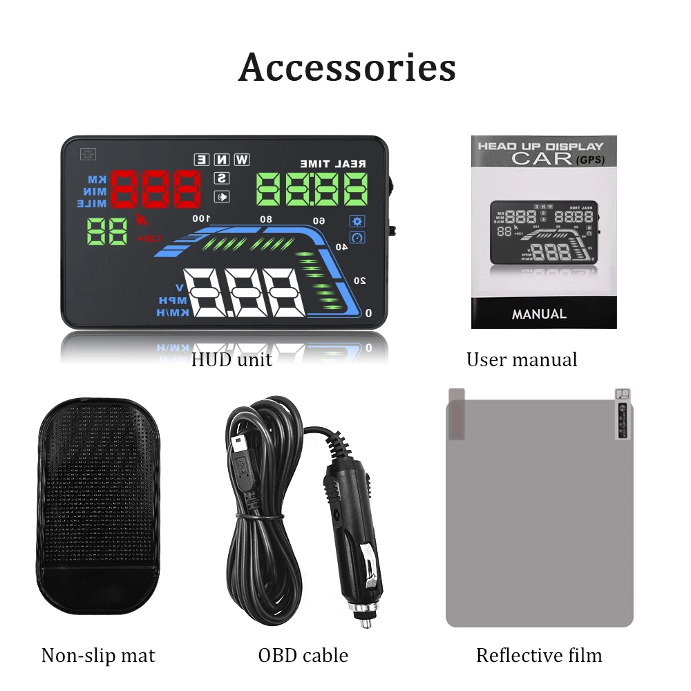 Multi-Function  4inch colourful GPS Car HUD Q7 Model Speedometer Display for all 12V & 24V Vehicles non-destructive installation
