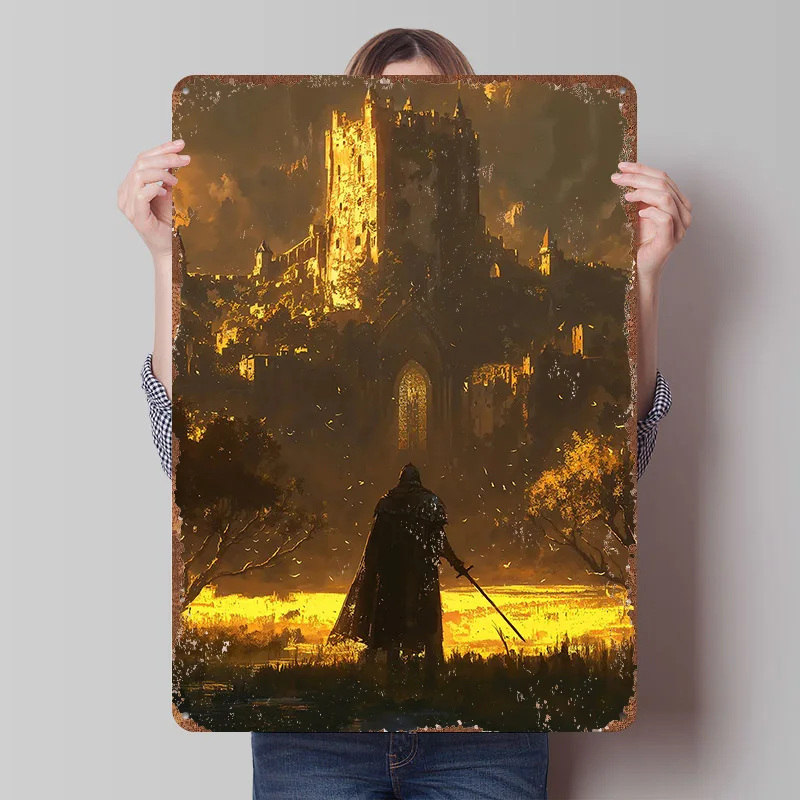 Affiche Knights Destiny, art mural personnalisé, plaques métalliques vintage, plaque en étain rétro pour la décoration de la salle des hommes, accessoires de garage