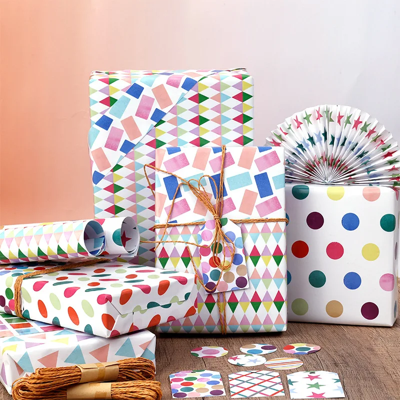 5-teilige wendbare Geschenkverpackung aus der Aquarellserie, geeignet für Valentinstag-, Party- und Geburtstagsgeschenkverpackungen, lebhafte Farben