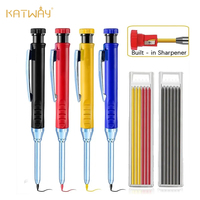 KATWAY Mechanical Solid Carpenter Pencil Sharpener 2.8mm Woodworking Tools 3 Color Refills Construction Stationery HH-AA88