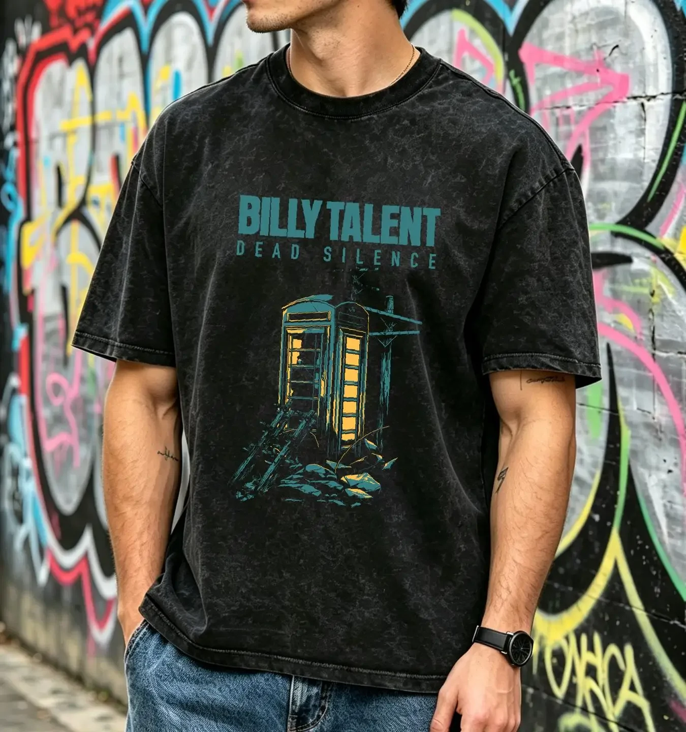 washed T Shirt BILLY TALENT Phone Box long or short sleeves vintage Washed Unisex Comfortable Top For Everyday Wear streetwear