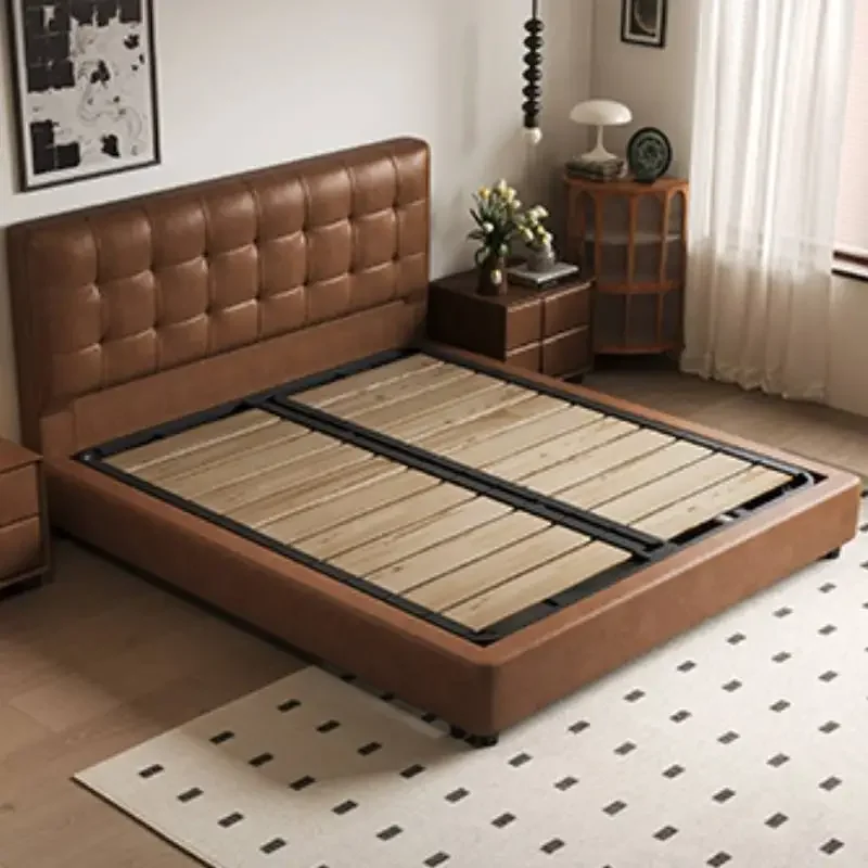 Cama doble bonita única, juegos De cama con marco King De lujo europeo elegante, Camas plegables modernas, muebles para el hogar