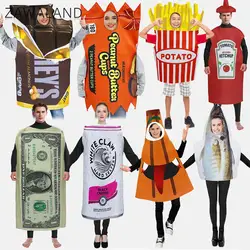 Zawaland Funny Party Costume Food Cosplay Jumpsuit Sponge Performance Suit Carnival Halloween Dress Up Fish Money Disguise Wear