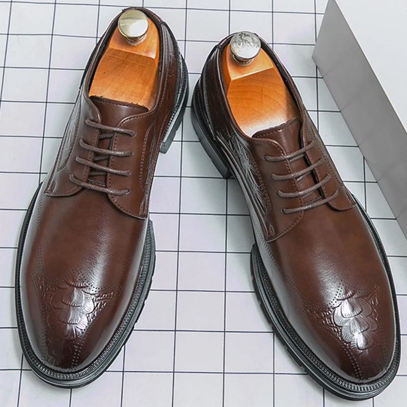 

Мужские модельные туфли, вечерние оксфорды, свадебные кожаные туфли, мужские офисные деловые туфли-броги, повседневные деловые кожаные туфли, мужские туфли