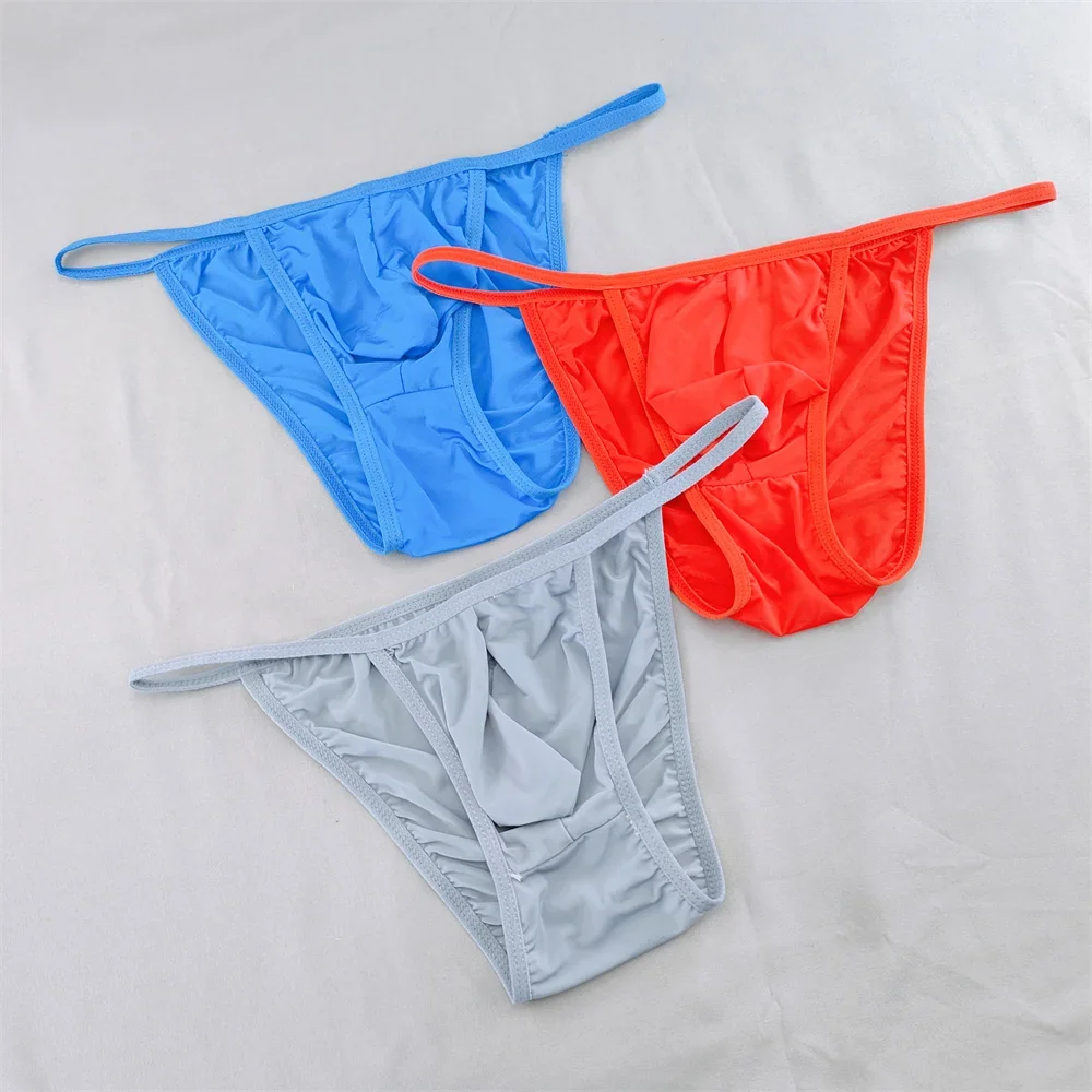 Solid Color Briefs Men Underwear Ultra Thin U Pouch Panties Low Waist Seamless Quick Dry Briefs for Daily Wear