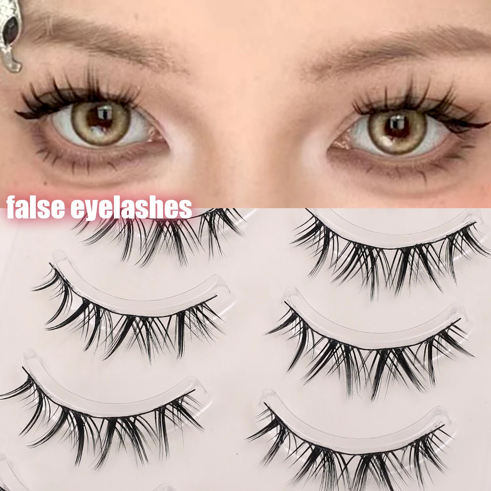 Faux cils naturellement minces, cils moelleux, bande, cils paresseux, fournitures d'extension, maquillage, œil de chat, rendez-vous 03, 5 paires