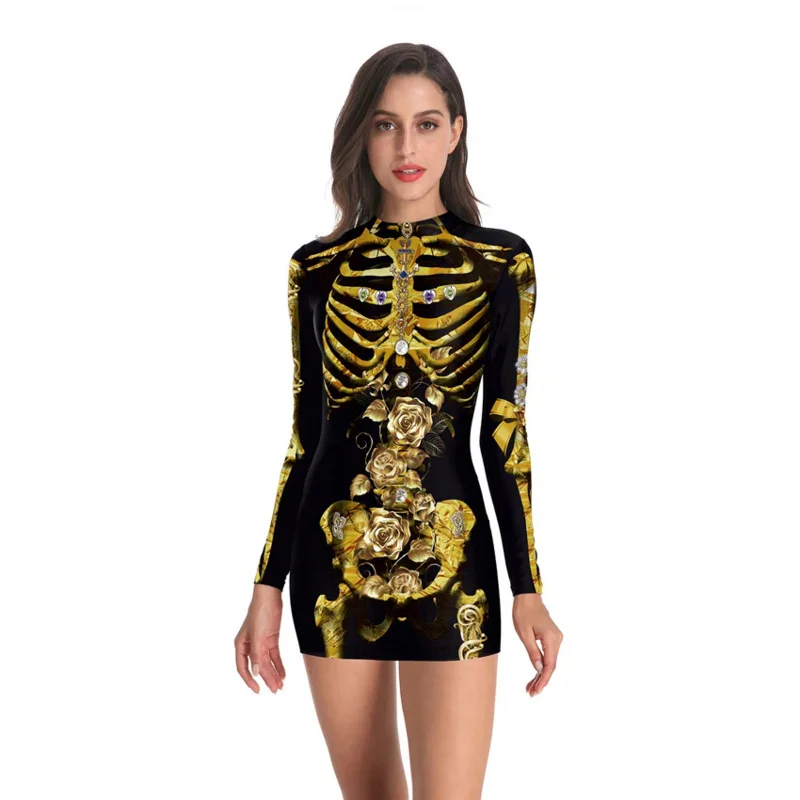 Vestido de juego de rol sangriento para mujer, disfraces de Cosplay de terror terrorífico de Halloween, Mini ropa Medieval americana gótica Sexy de poliéster