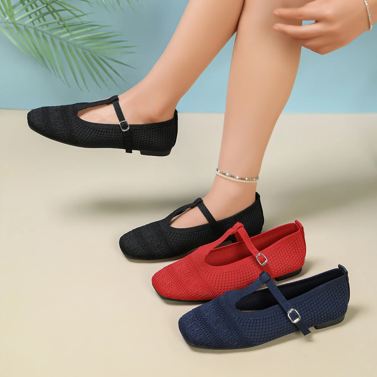 Spring and Autumn Elegant Square Head Sexy Flat Casual Single Shoes Fashionable Best Selling New Comfortable Women's Shoes