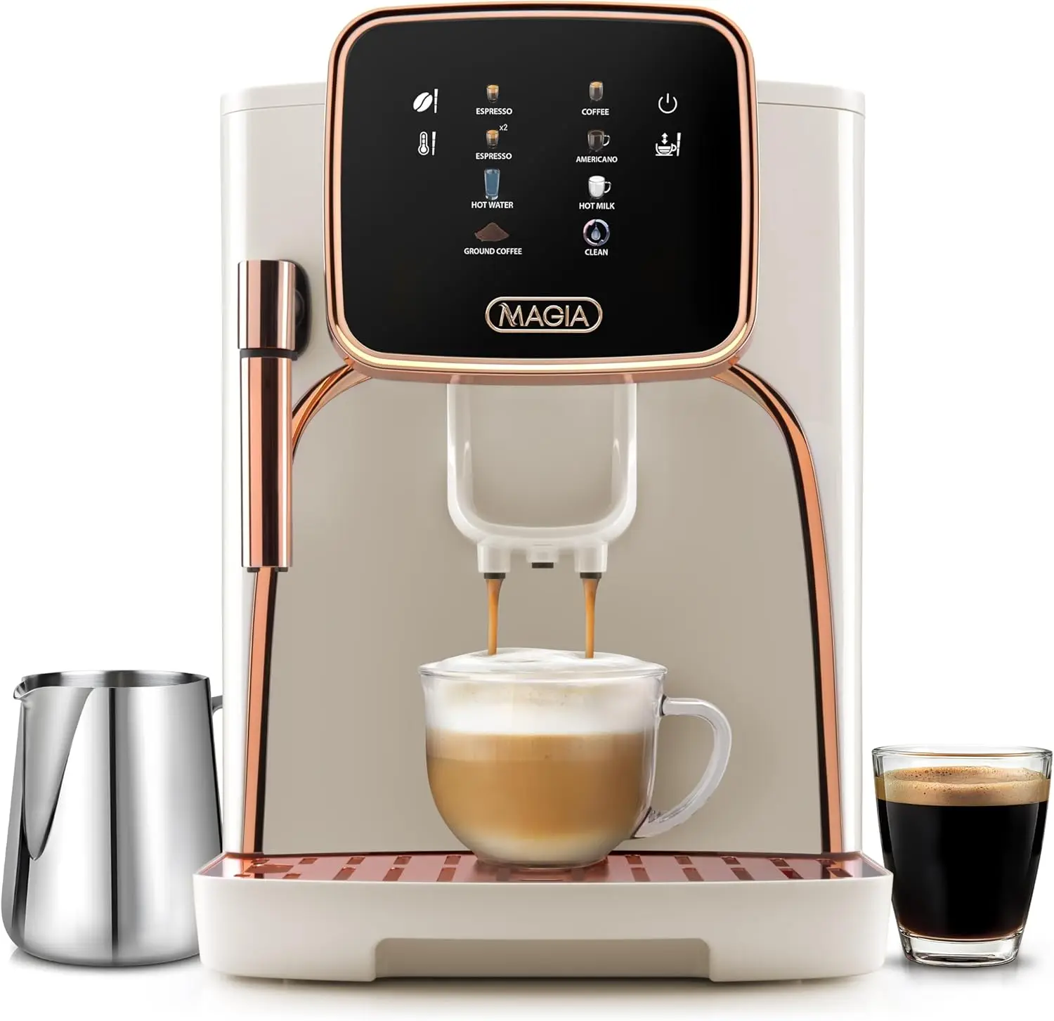 Zulay Kitchen Magia Clasica - Fully Automatic Espresso Machine With Grinder - Touch Screen Coffee Maker With One-Touch