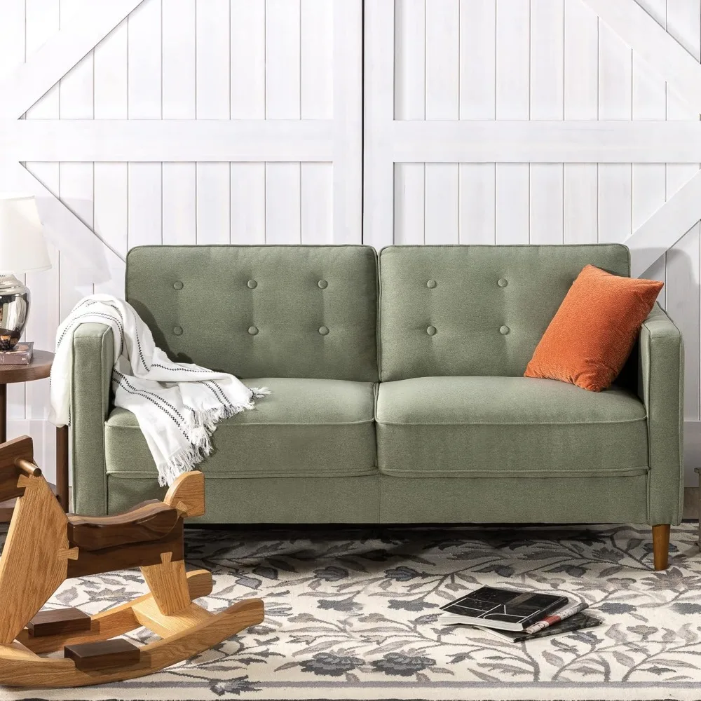 Pear Green Sofa Tool-Free Assembly Home Furniture Lauren Sofa Couch / Button Tufted Cushions / Easy Living Room