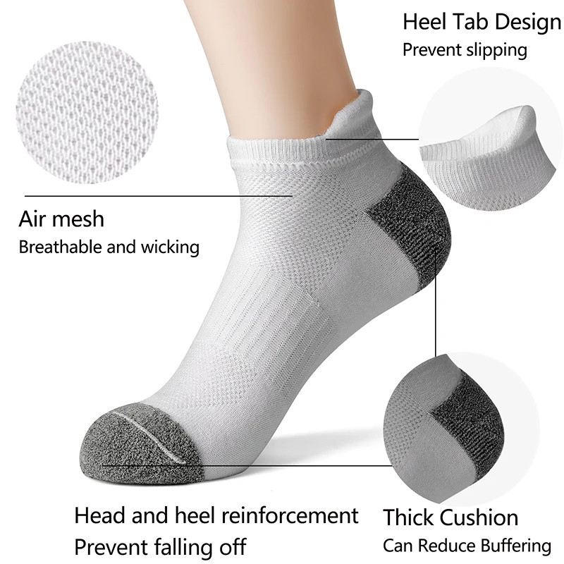 5/10/20 Pairs High Quality 100% Cotton Men Women Short Socks Cycling Breathable Mesh Ankle Running Sports Socks Solid Color Sock