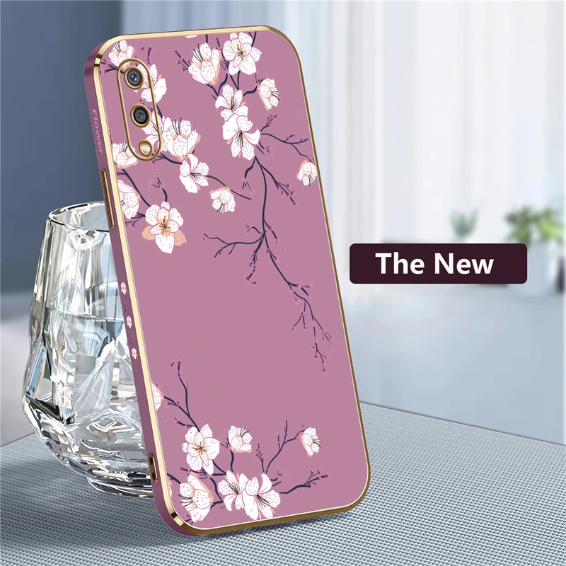 A05 Flowers Phone Case For Samsung Galaxy A02 A01 A02S A03 CORE A04E A10 A12 A11 A13 Soft Plating Shockproof Silicone Cover