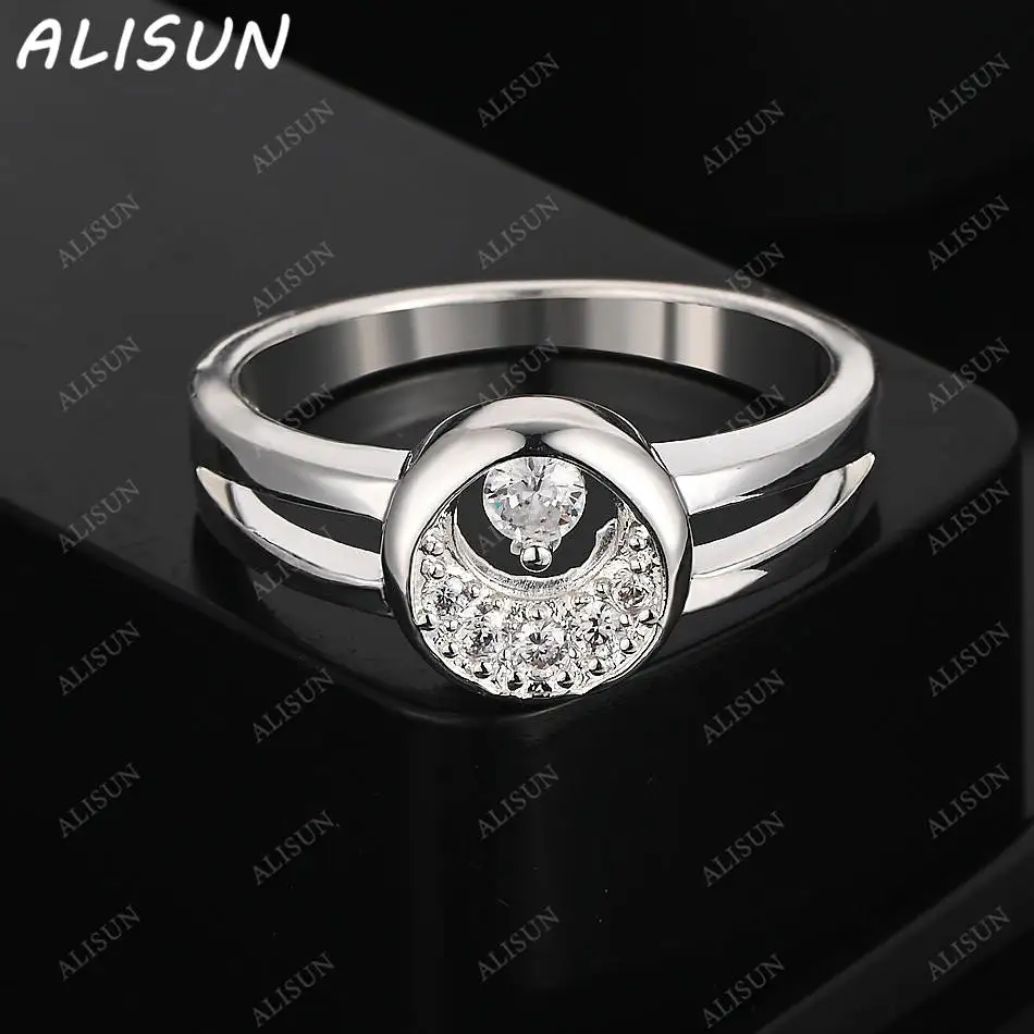 

ALISUN 925 Sterling Silver Zircons Round Ring For Women Fashion Jewelry Vintage Grace Charm Noble Party Birthday Gifts