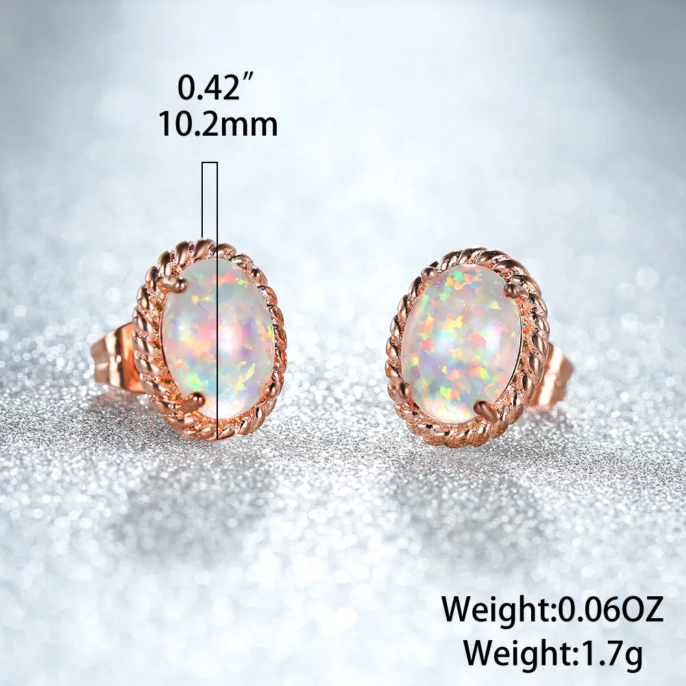 Luxury and High Grade Fried Dough Twists Oval Opal Earrings, Niche Exquisite Dating, Versatile and Collision Free Jewelry