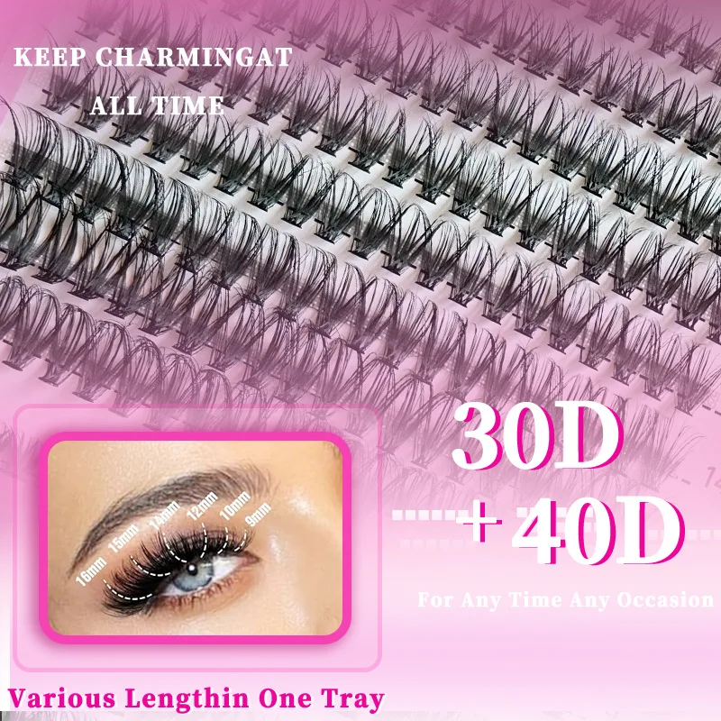 MIAOJIE Künstliche Wimpern-Cluster, natürliches, dickes Volumen-Wimpernverlängerungsset – Hochwertige Einzelwimpern mit Applikatoren – Detail 9