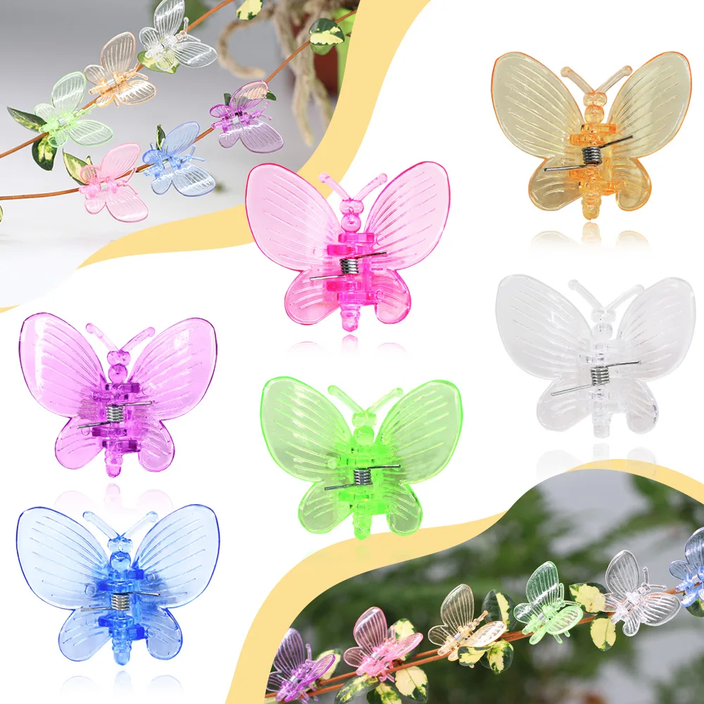 

Beautiful Colorful Butterfly Orchid Clips Garden Plant Clamps for Support Flowers Vine Climbing Plastic Ornamental Decoration