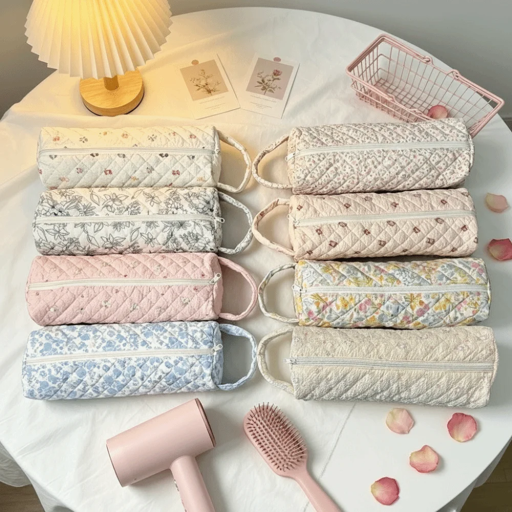 Quilting Cotton Hair Dryer Storage Bag with Handle Dustproof Curler Storage Bag Large Capacity Hair Dryer Protective Case