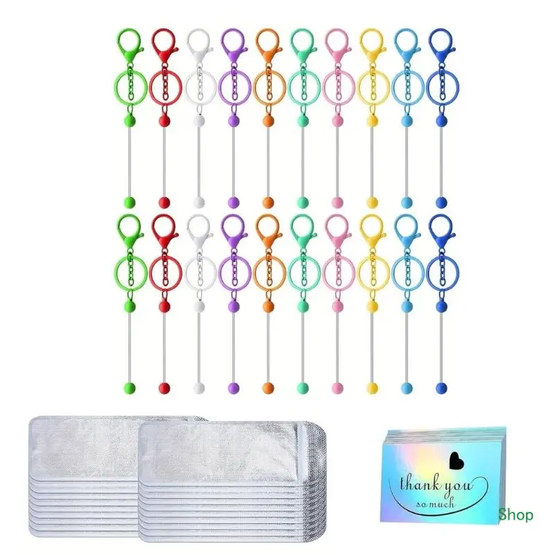 

Dropship Handmade Keychain Craft Supplies 60 Pcs Metal Rods Clear Packs and Cards