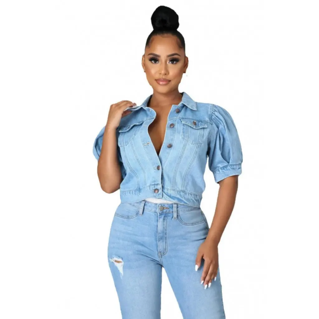 

Women's Denim Jacket Short Sleeve Puff Sleeve Independent Station New Fashion Upperwear