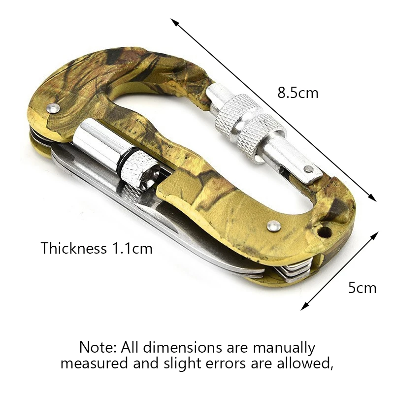 Outdoor Climbing Carabiner With LED Light - Aluminum Alloy D-Shaped Spring Lock Hook, Multi-Functional Combo Tool With Knife