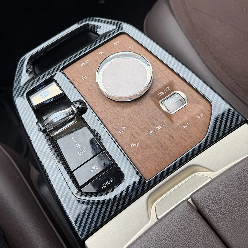 For BMW IX 2022 2023 2024 2025 2026 I20 Carbon Fiber Style Gear Panel Cover Trim Car Accessories