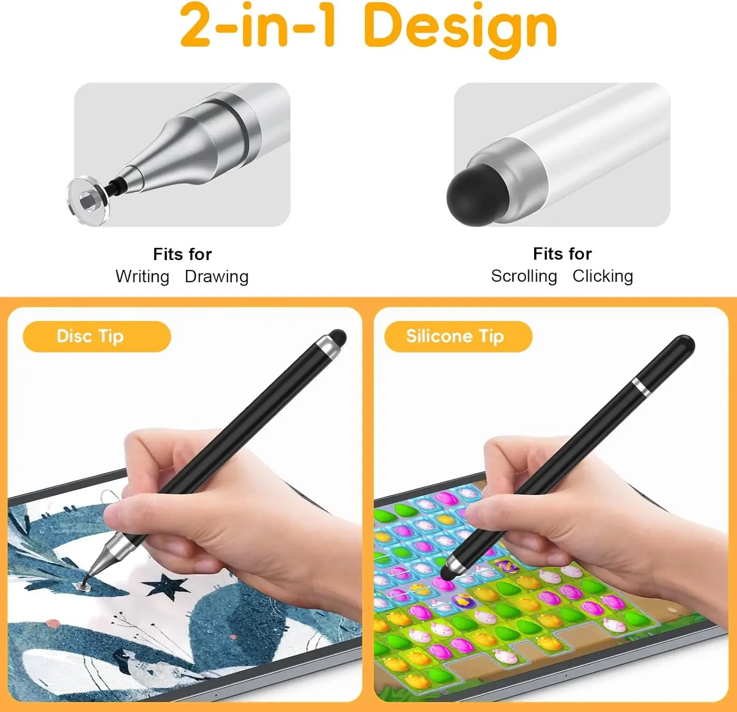 1-3Pcs Tablet Stylus Pen for Tablet Android iPhone iPad Samsung Kindle Universal Stylist Capacitive Pens 2 in 1 Screen Touch Pen