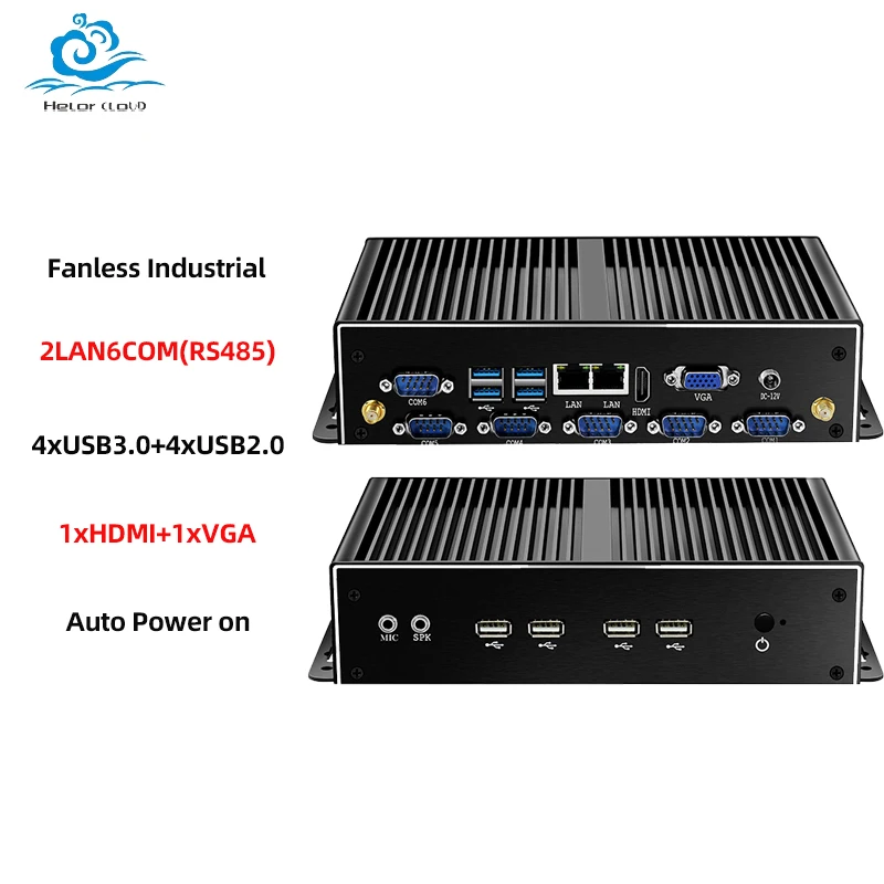 Inter I3-8145U I5-8257U Mini PC industriale Supporto computer Linux Pfsense con 4xUSB2.0 4xUSB3.0 6xRS485 1xHDMI Windows10 Ready