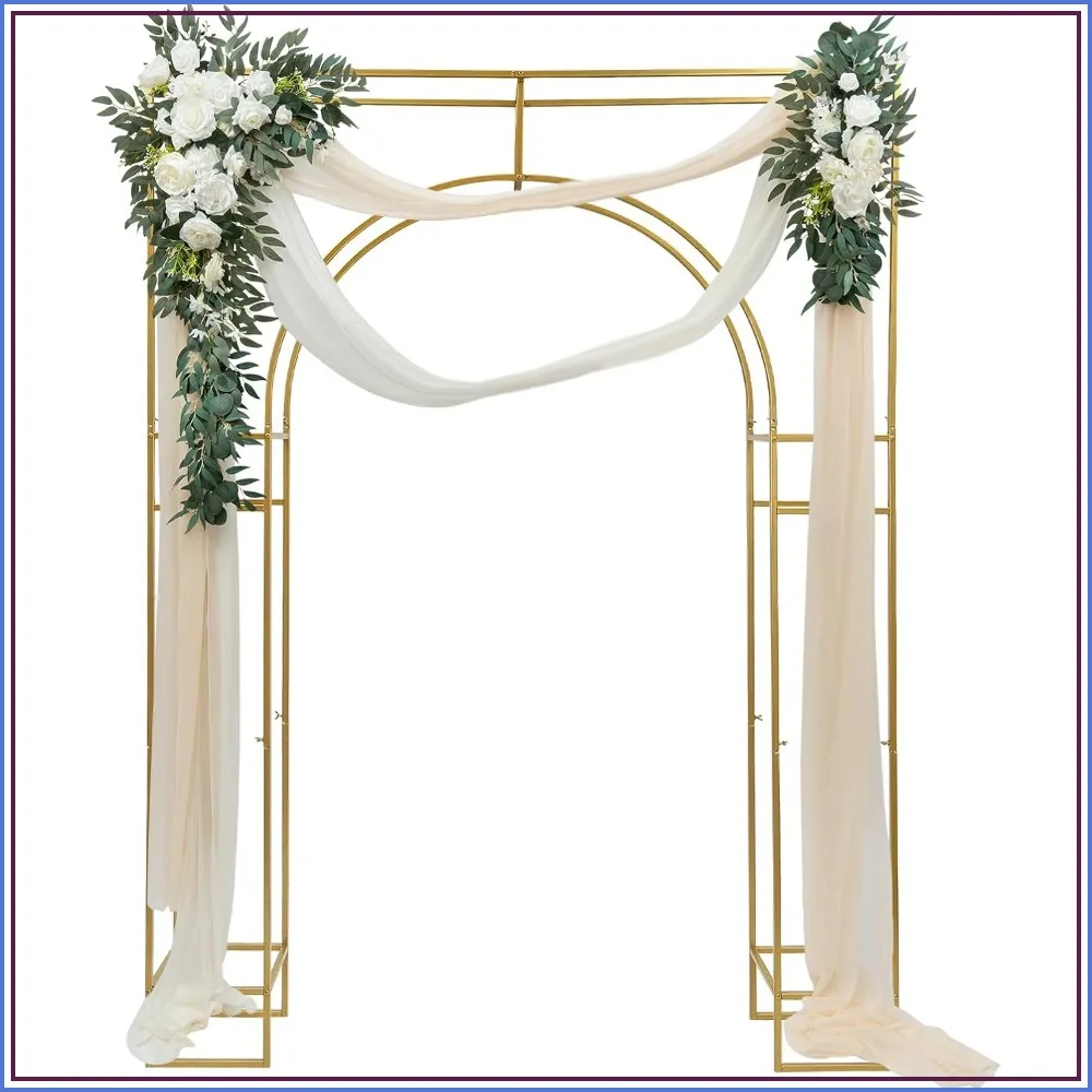 Gold Wedding Arch Backdrop Stand Square Metal Frame for Ceremony Party Photo Booth