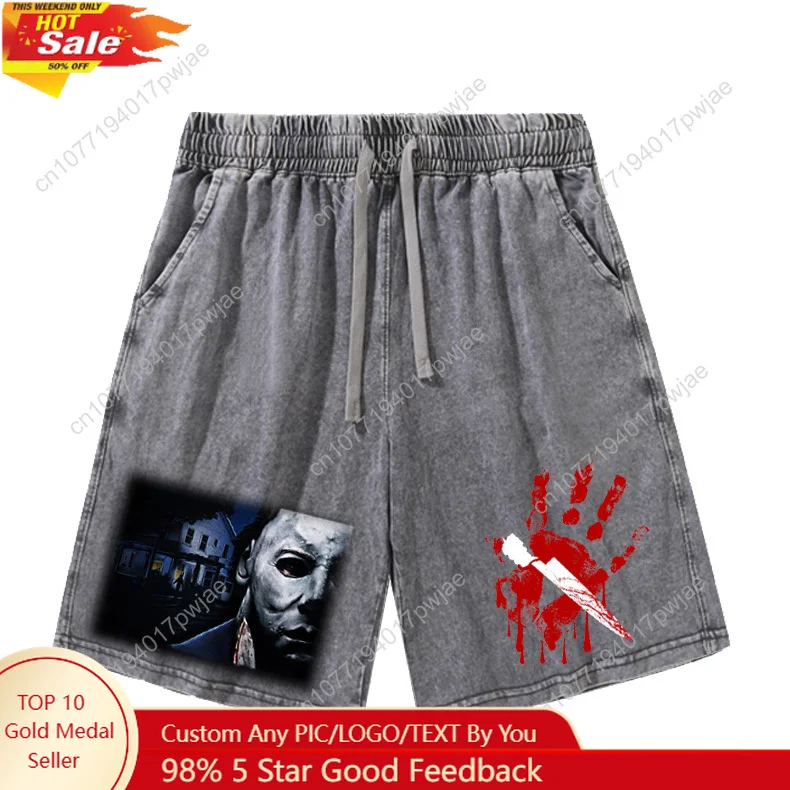 

Michael Myers Halloween Killer Shorts Mans Womans Retro Short Pants Vintage Cotton Elastic Soft Beach Shorts Customized Pants