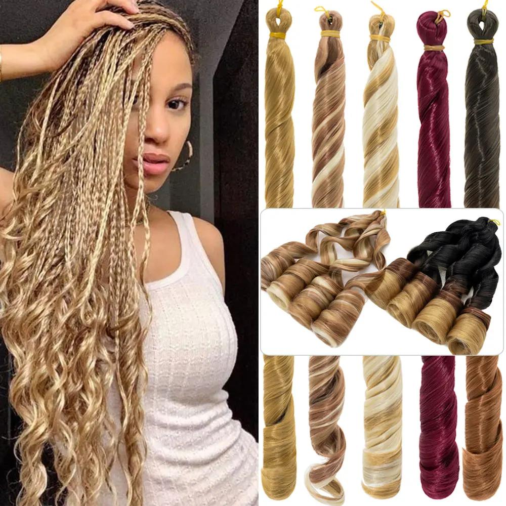 

S-noilite Synthetic 24" French Curly Loose Wavy Hair Spiral Curls Braids Silky Braiding Hair Spanish Curly Bulk Hair Extensions