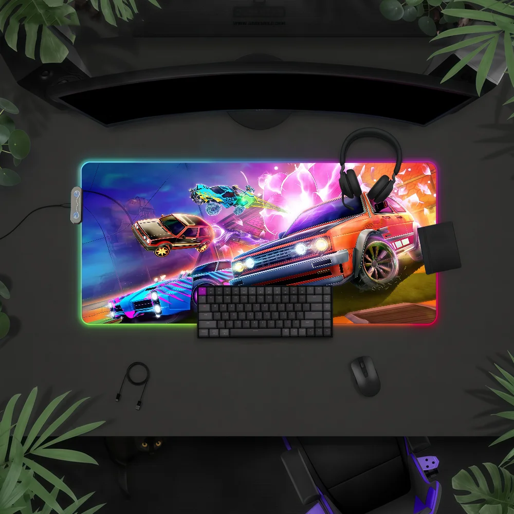 

Коврик для мыши R-Rocket League, водонепроницаемый, с RGB LED-подсветкой, красочная игровая клавиатура, нескользящий чехол, поверхность для настольного коврика