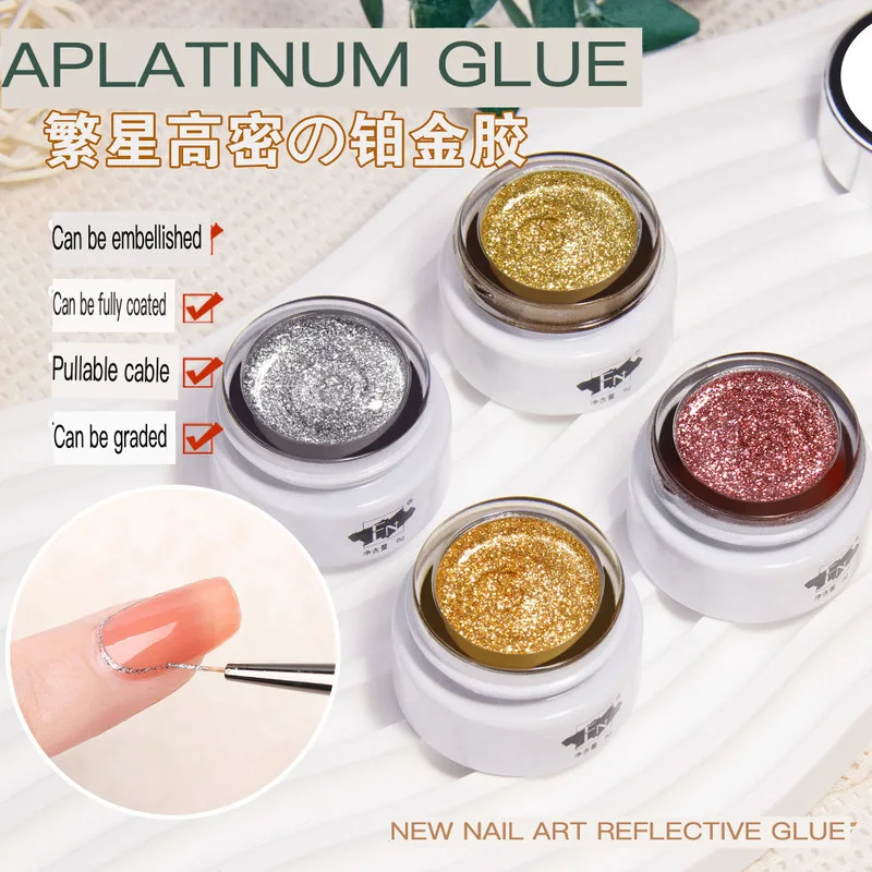 FN's Starry High-Density Platinum Glue Sparkling Diamond Drawstring Painting Nail Art Brilliant Edge E6000 Alternative Craft Adh