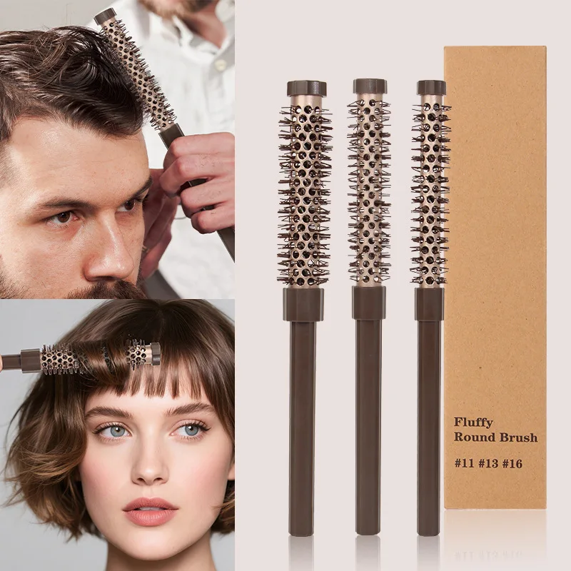3pcs /Set Barrel Hair Curling Brush Temperature Resistance Aluminum Tube Comb Round Anti Static Round Rolling Brush Styling Tool