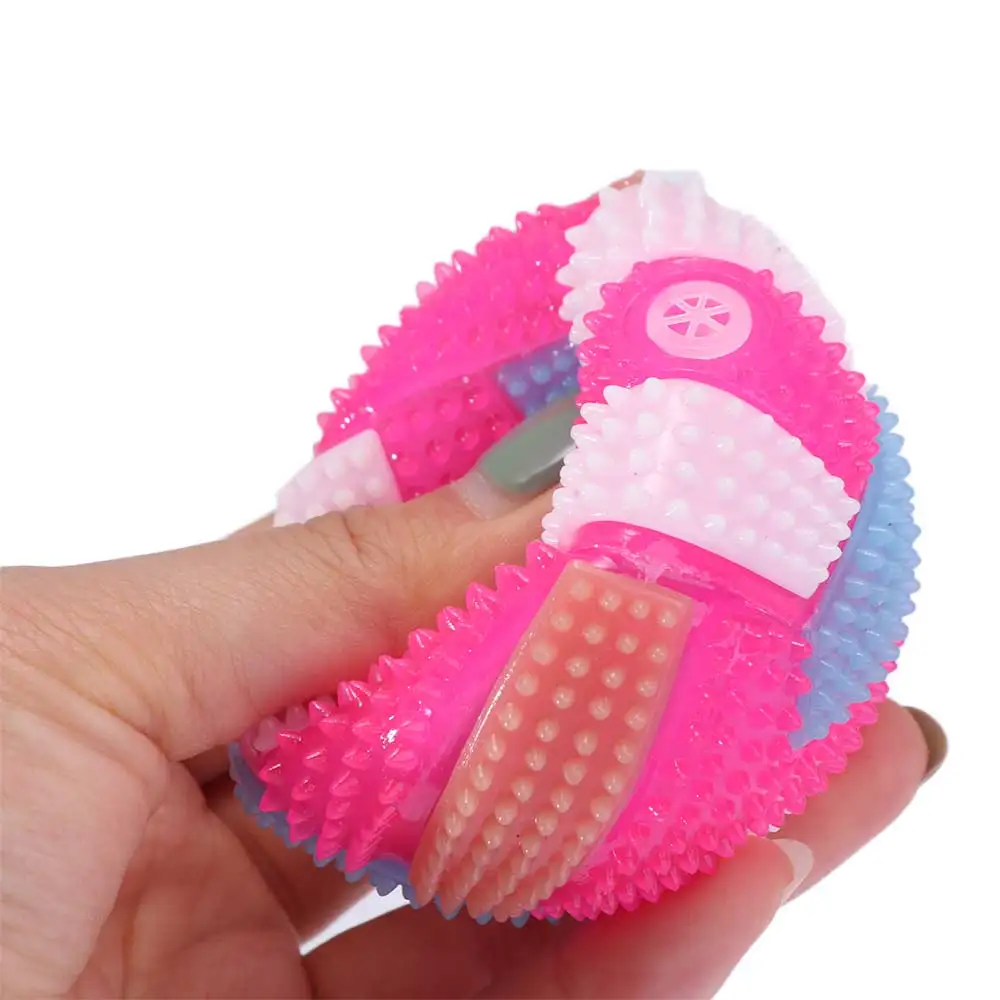 Rainbow Color Dog Glowing Molar Ball Toys Flashing Bite Resistant Glowing Ball Dog Toy Elastic 6.5cm LED Light Puppy Balls