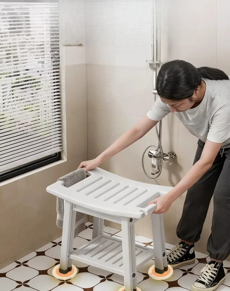 

Anti-Fall Shower Stool Non-Slip Bathroom Seat Extra Sturdy Thickened Safety Bench