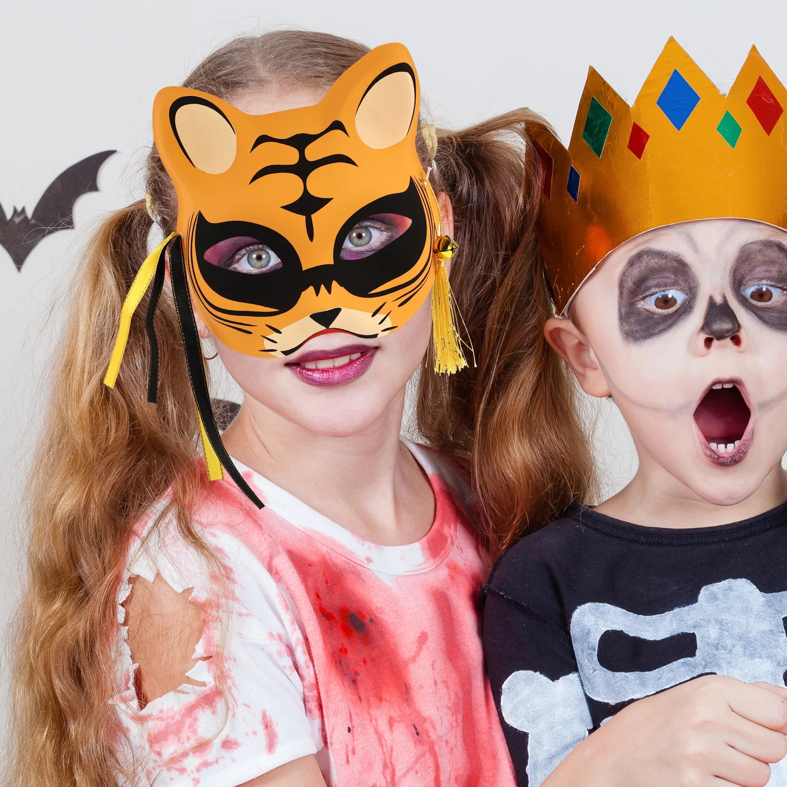 Unisex Half Face Tiger Mask Glowing Luminous Design Party Cosplay Costume Accessory for Festive Atmosphere Enhancement