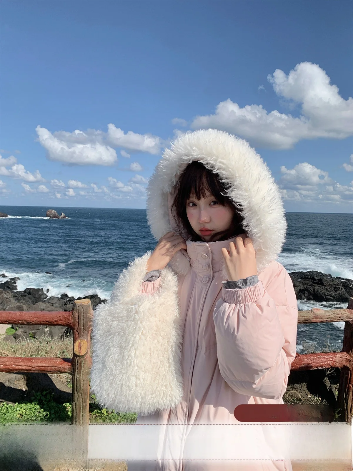 

Mucha Wooden Tea Women's Thiened Mid-Length down Jaet Coat Du Feather Large Fur Collar Warm Winter Outerwear