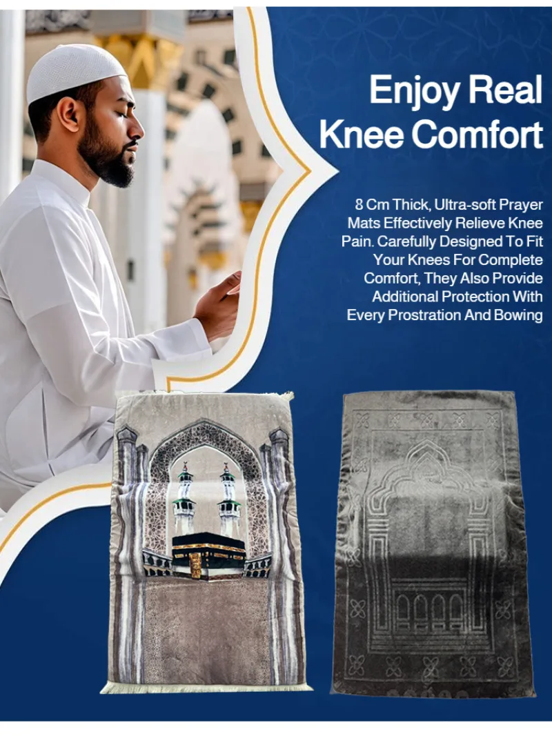 

Thickened 8cm Printed Prayer Rug Comfortable Lengthened Living Room Carpet with Knee Pad Soft Printed Cushion Floor Mat for Home