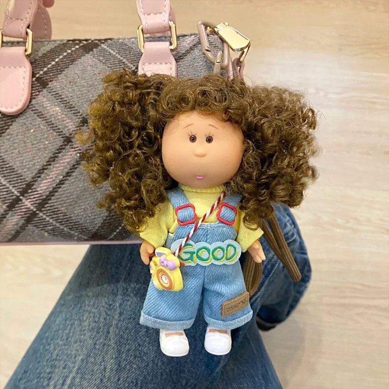 Personality Curly Hair Doll Keychain,Creative Posable Figure Bag Charm Pendant, Funny Movable Joint Keyring, Backpack Decor Gift