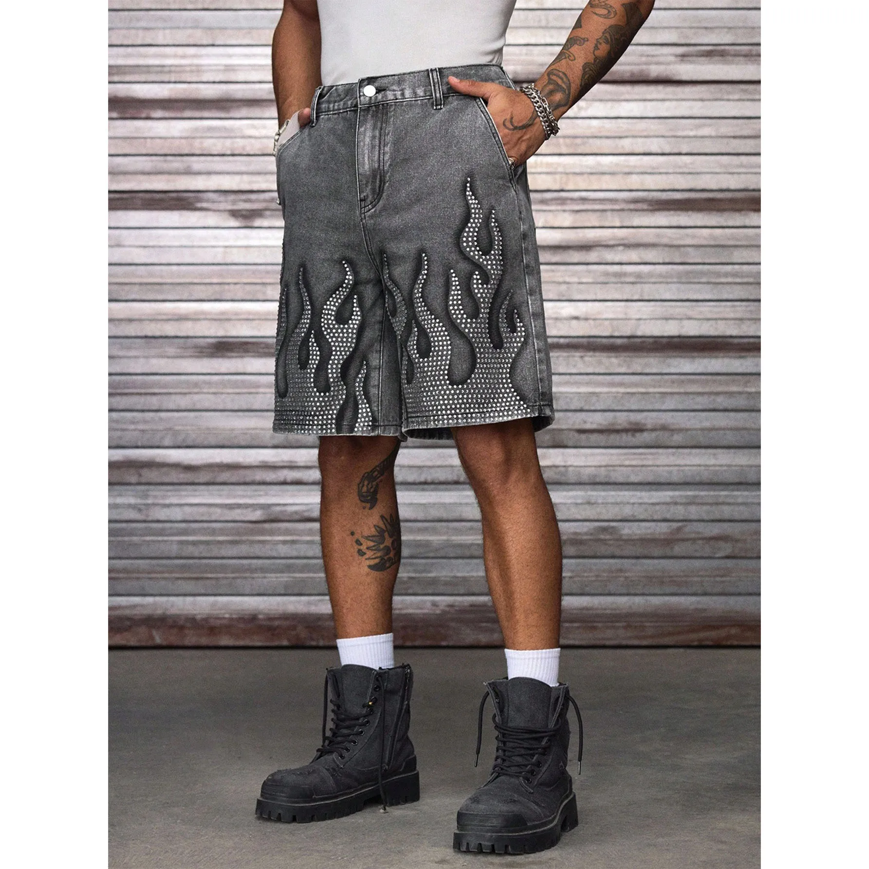 Jorts Denim Shorts Mens Shorts Loose Street Style Spring Summer New Casual Non Stretch Comfortable Urban Wear view 5
