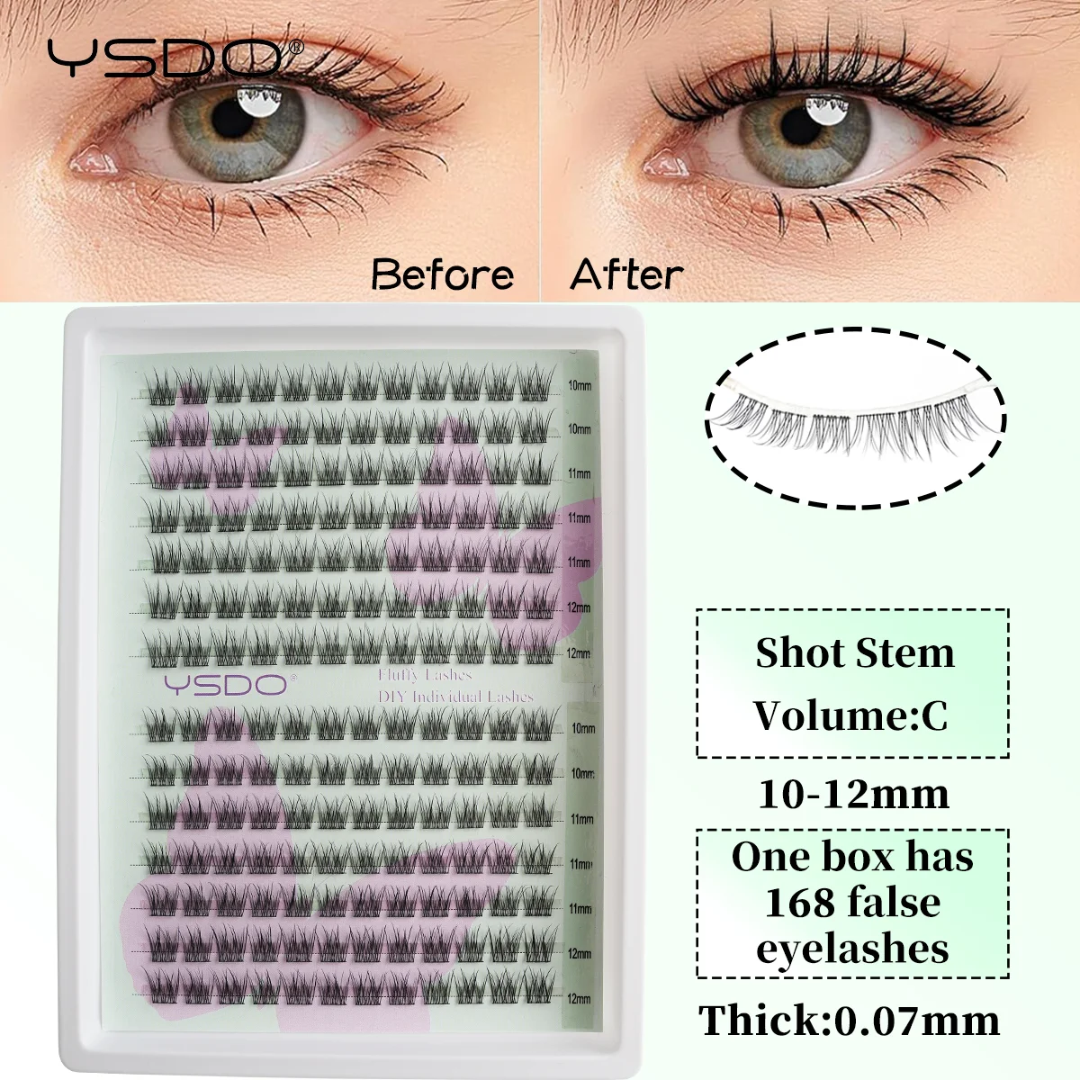 YSDO 10/14 Rows Natural Eyelash Extension Premade Volume Fans Individual Lashes Mink False Eyelashes Cluster Lashes Makeup Cilia