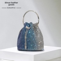 Fashionable High-End Women's Diamond-Embellished Bucket Bag Single Shoulder Crossbody Bag Luxurious Diamond Inlay Phone Pocket
