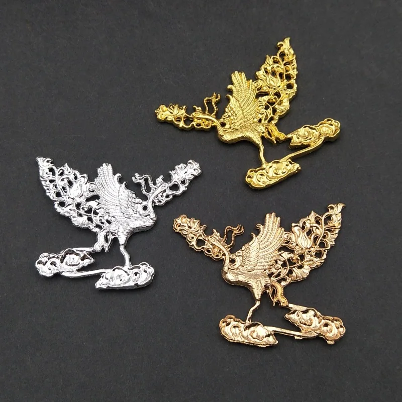 Retro Auspicious Crane Jewelry Making Accessories 10pcs Wholesale Gold Metal Vintage Jewelry Fitting Embellishments Decorations