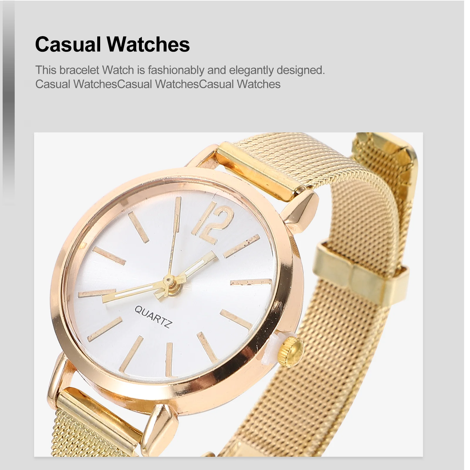 Relógios de quartzo com cinto de malha pulseira de ouro 2250X320X080CM com moda