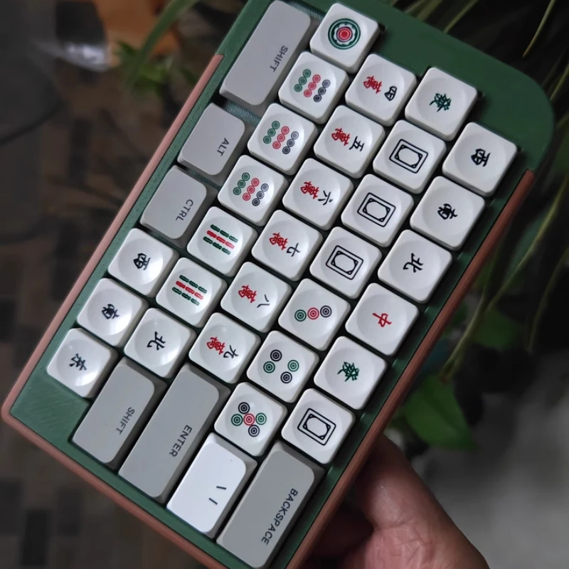 LCK Mahjong Keycap Set Cross Low Profile Custom 50/64/142keys R3 PBT Green Chip Key Cap Keyboard Game Accessory Artisan Keycaps