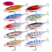 10pcs/lot Metal Cast Jigs Lure Spoon 10G - 30G 40G 50G Shore Casting Jigging Fish Sea Bass Fishing Lure Artificial Bait Tackle