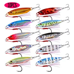 10PCS/lot Metal Cast Jigs Lure Spoon 10G - 30G 40G 50G Shore Casting Jigging Fish Sea Bass Fishing Lure Artificial Bait Tackle